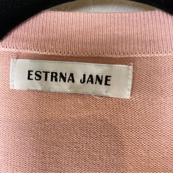 Pink Open Cardigan by Estrna Jane Flower Embroidery Size Large - Picture 5 of 7